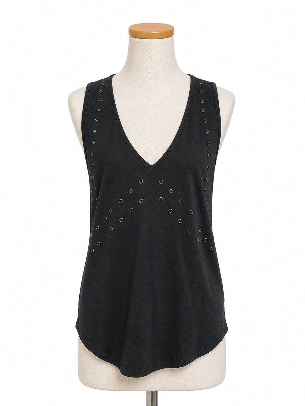 Trouve Black Eyelet Detail Tank Top